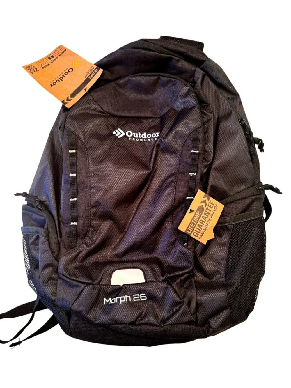 Outdoor Products Morph26 Black Backpack NWT Ripstop Lightweight